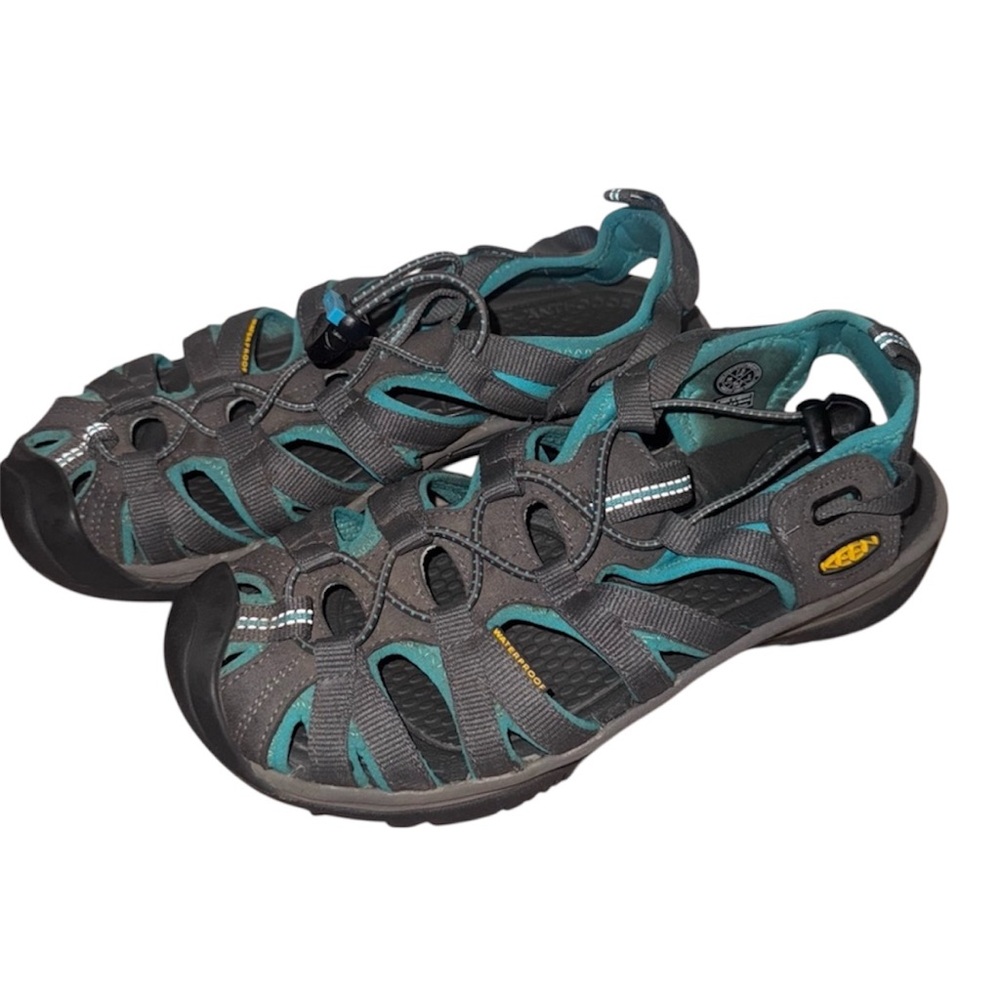 Keen Women’s Grey and Teal Water Hiking Slingback Sandals Closed Toe- Womens 7.5